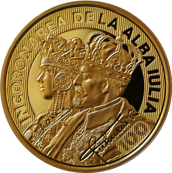 BNR a lansat două monede noi. O monedă din aur și o monedă din argint cu tema 100 de ani de la încoronarea de la Alba Iulia a Regelui Ferdinand I și a Reginei Maria. 3