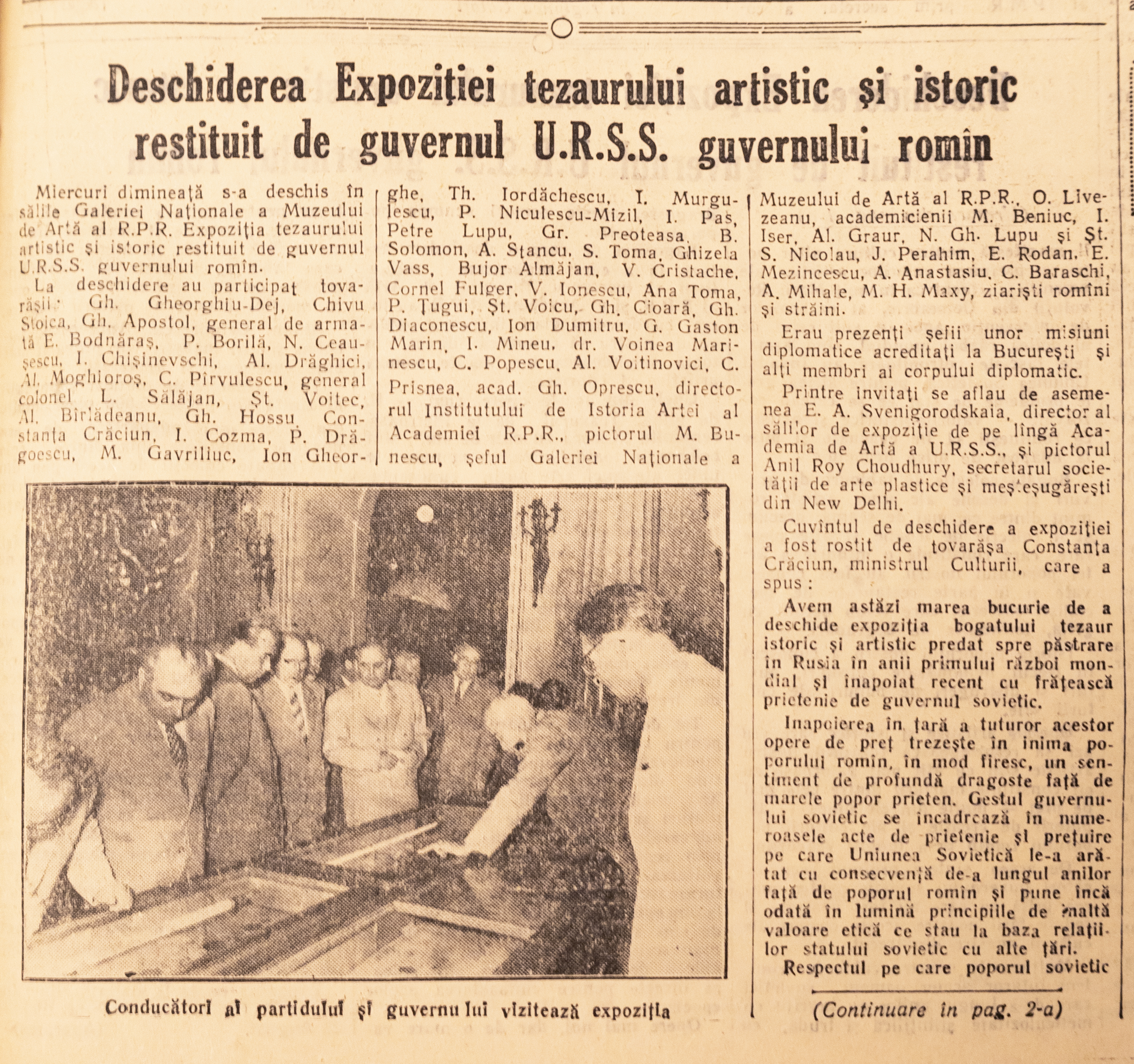 22 august 1956 - s-a deschis la Muzeul de Artă expoziția tezaurului artistic și istoric. FOTO BNR